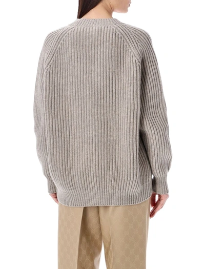 Shop Gucci V Neck Sweater In Grey