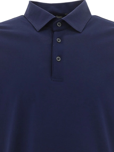 Shop Herno Crêpe Jersey Polo Shirt In Blue