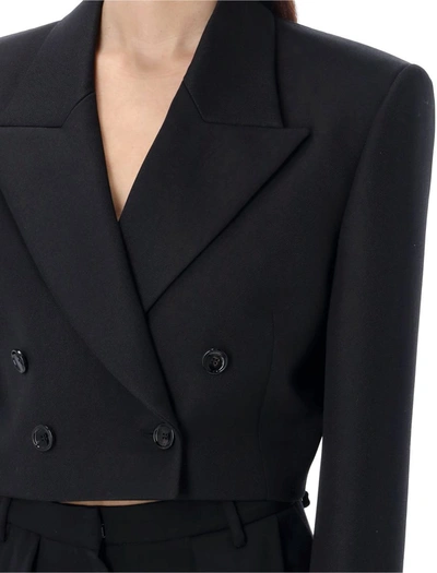 Shop Magda Butrym Cropped Double Breasted Blazer In Black