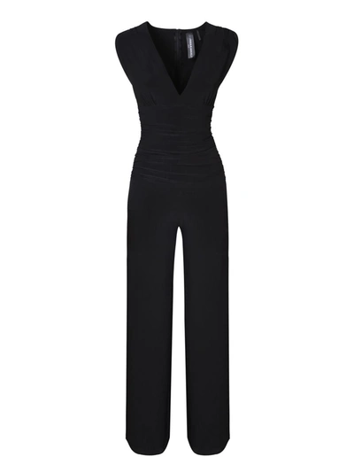 Shop Norma Kamali V-necked Jersey Jumpsuit In Black