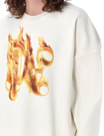 Shop Palm Angels Burning Monogram Sweatshirt In White