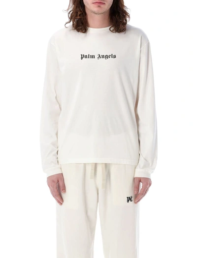 Shop Palm Angels Long Sleeves Logo T-shirt In White
