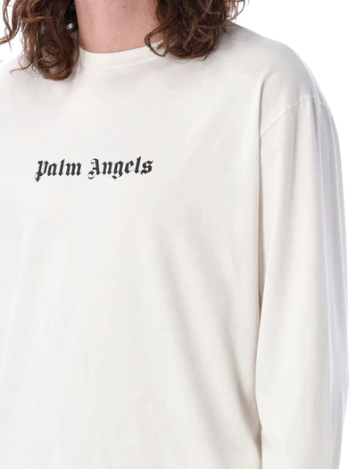 Shop Palm Angels Long Sleeves Logo T-shirt In White