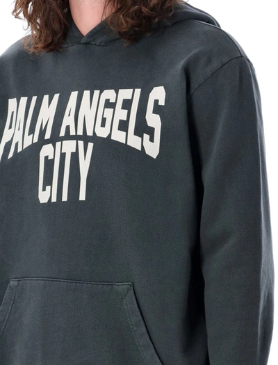 Shop Palm Angels Pa City Washed Hoodie In Dk Grey