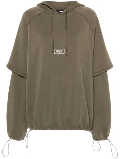 Shop Rotate Birger Christensen Rotate Enzyme Sweat Hoodie In Green