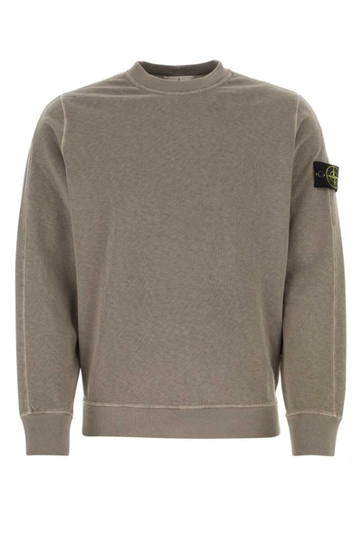 Shop Stone Island Logo Cotton Sweatshirt In Grey