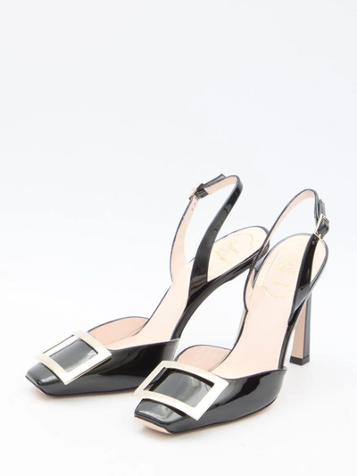 Roger Vivier Slingback-pumps Trompette 70 Aus Lackleder In Black