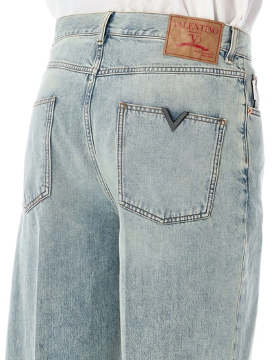 Shop Valentino Garavani Oversized Denim Jeans In Ligh Blue