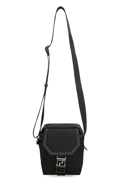 Shop Versace Canvas Messenger Bag In Black