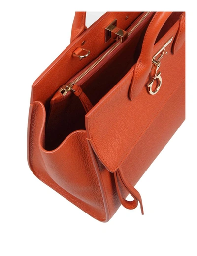Shop Ferragamo Handbag In Soft Hammered Calfskin In Terracotta