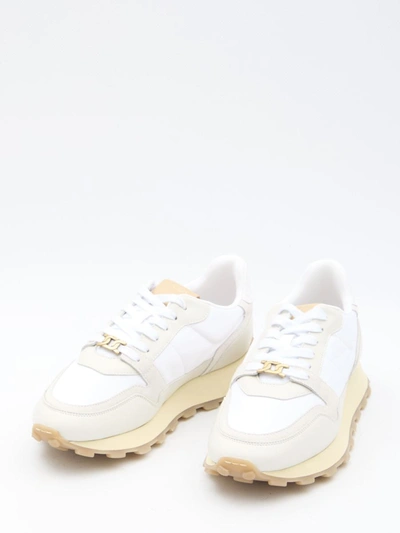 Shop Tod's Leather And Fabric Sneakers In White