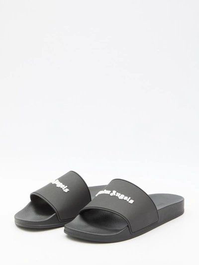 Shop Palm Angels Monogram Rubber Slide Sandals In Black