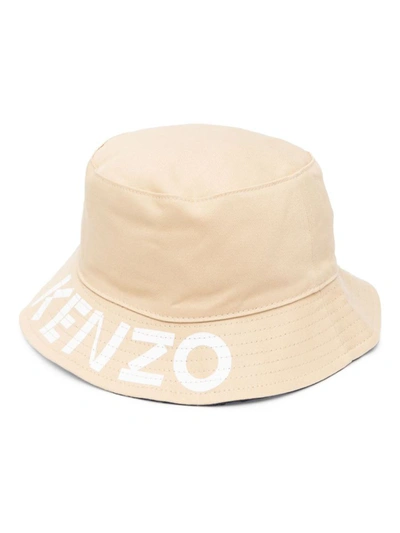 Shop Kenzo Bucket Hat Reversible Accessories In 11 Beige