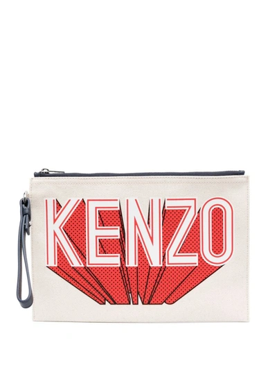 Shop Kenzo Large Clutch Bags In Nude & Neutrals
