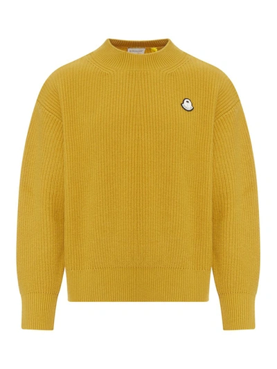 Shop Moncler Genius Round Neck Sweater In Yellow & Orange