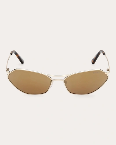 Shop Pucci Women's Goldtone & Brown Mirror Geometric Sunglasses In Goldtone/brown