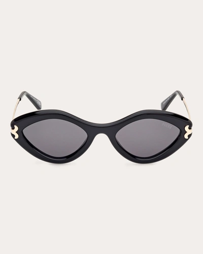 Shop Max Mara Women's Shiny Black & Smoke Geometric Sunglasses