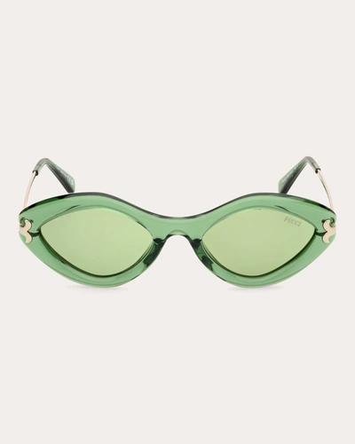 Shop Pucci Women's Transparent Green Geometric Sunglasses