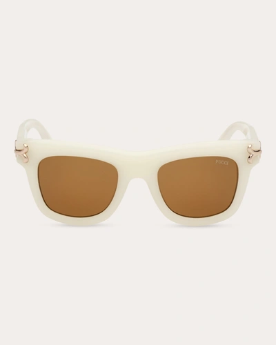 Shop Pucci Women's White & Brown Square Sunglasses In White/brown