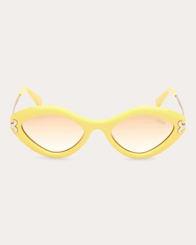 Shop Pucci Women's Shiny Yellow & Brown Gradient Geometric Sunglasses