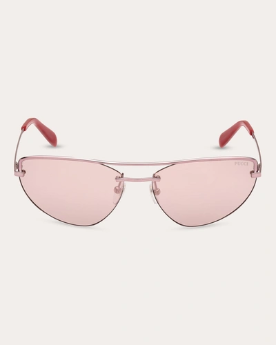 Shop Pucci Women's Shiny Pink Mirror Cat-eye Sunglasses