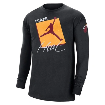 Shop Jordan Brand Black Miami Heat Courtside Max 90 Vintage Wash Statement Edition Long Sleeve T-shirt