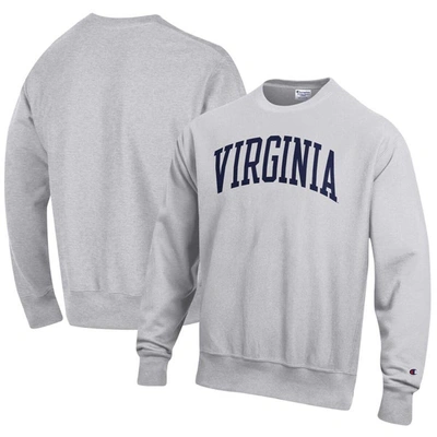 Shop Champion Heathered Gray Virginia Cavaliers Arch Reverse Weave Pullover Sweatshirt In Heather Gray