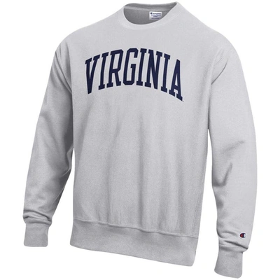 Shop Champion Heathered Gray Virginia Cavaliers Arch Reverse Weave Pullover Sweatshirt In Heather Gray