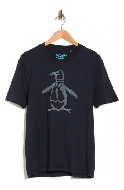 Shop Original Penguin 3d Dot Penguin Cotton T-shirt In Dark Sapphire