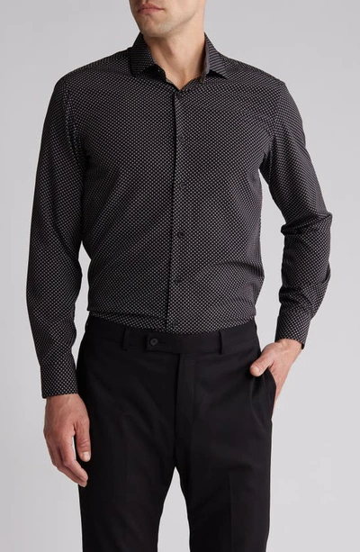 Shop Tom Baine Long Sleeve Stretch Button-up Shirt In Black