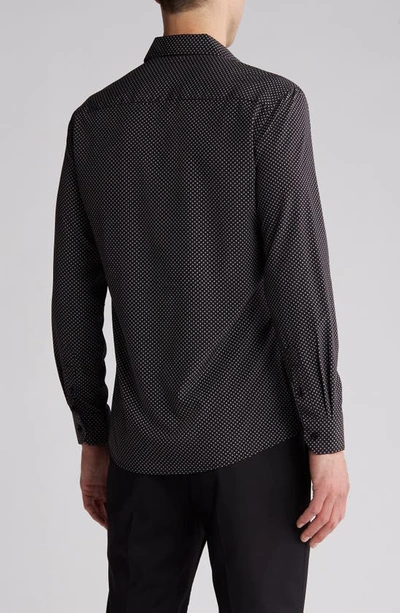 Shop Tom Baine Long Sleeve Stretch Button-up Shirt In Black