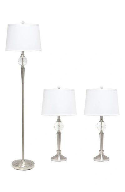 Shop Lalia Home 3-piece Crystal Lamp Set In Brushed Nickel