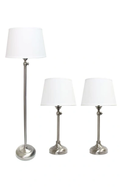 Shop Lalia Home 3-piece Lamp Set In Brushed Nickel/ White Shades