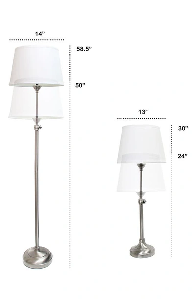 Shop Lalia Home 3-piece Lamp Set In Brushed Nickel/ White Shades