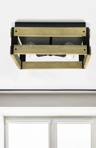 Shop Lalia Home Cage Flush Mount Ceiling Light Fixture In Natural Wood