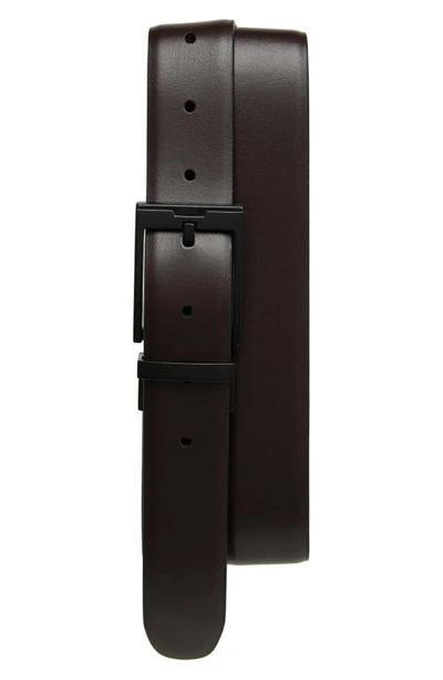Original Penguin Very Clean Reversible Leather Belt In Black