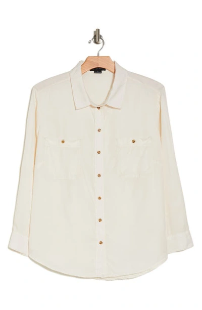 Shop Sanctuary Long Sleeve Tencel® Lyocell Button-up Shirt In Soft Powder