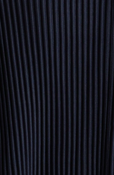 Issey Miyake Single-breasted Blazer Pleated Texture Notched Lapel In Navy