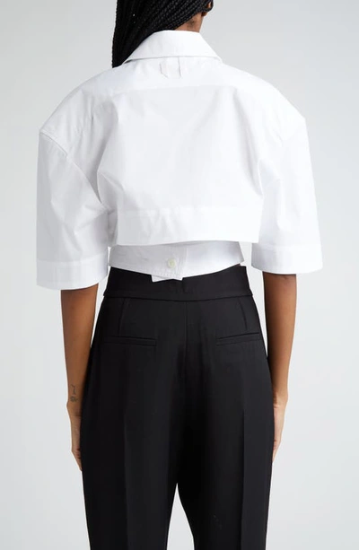 Shop Jacquemus Courte Bari Crop Belted Shirt In White