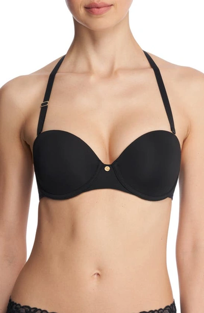 Shop Natori Pure Luxe Strapless Contour Underwire Bra In Black