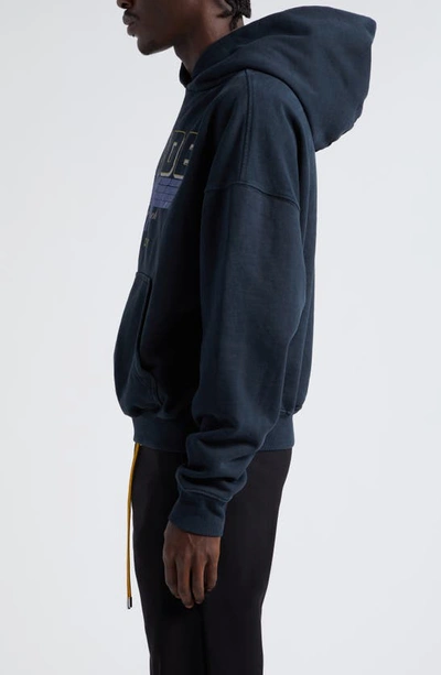 Shop Rhude Hope Ranch Cotton French Terry Graphic Hoodie In Vtg Black