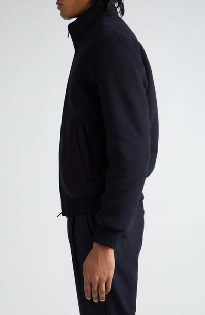 Shop Thom Sweeney Wool & Cashmere Bomber Jacket In Navy