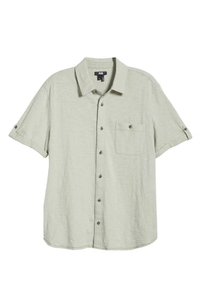 Shop Paige Brayden Short Sleeve Cotton Jersey Button-up Shirt In Garden Mint