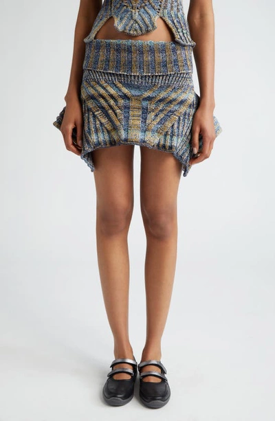 Shop Paolina Russo Warrior Space Dye Sweater Miniskirt In Indigo