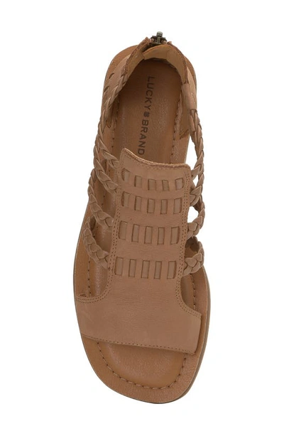 Shop Lucky Brand Biretta Gladiator Sandal In Latte
