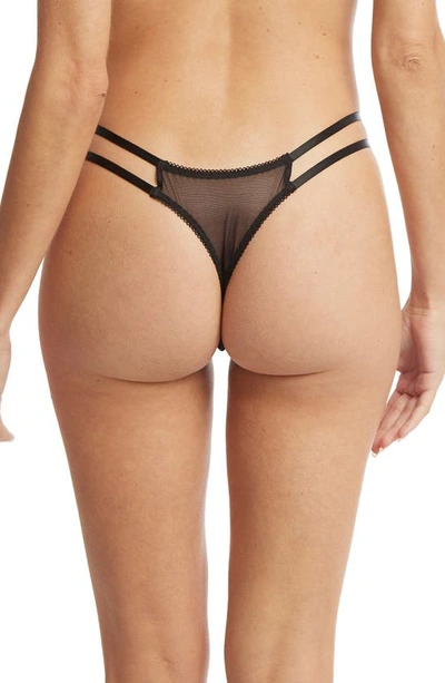 Shop Hanky Panky Strappy Lace & Mesh Thong In Black