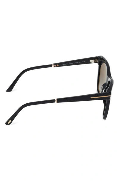 Tom Ford Lucia 54mm Polarized Square Sunglasses In Shiny Black / Polarized Smoke