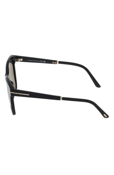 Tom Ford Lucia 54mm Polarized Square Sunglasses In Shiny Black / Polarized Smoke