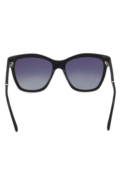 Tom Ford Lucia 54mm Polarized Square Sunglasses In Shiny Black / Polarized Smoke
