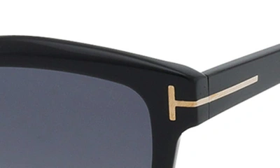 Tom Ford Lucia 54mm Polarized Square Sunglasses In Shiny Black / Polarized Smoke